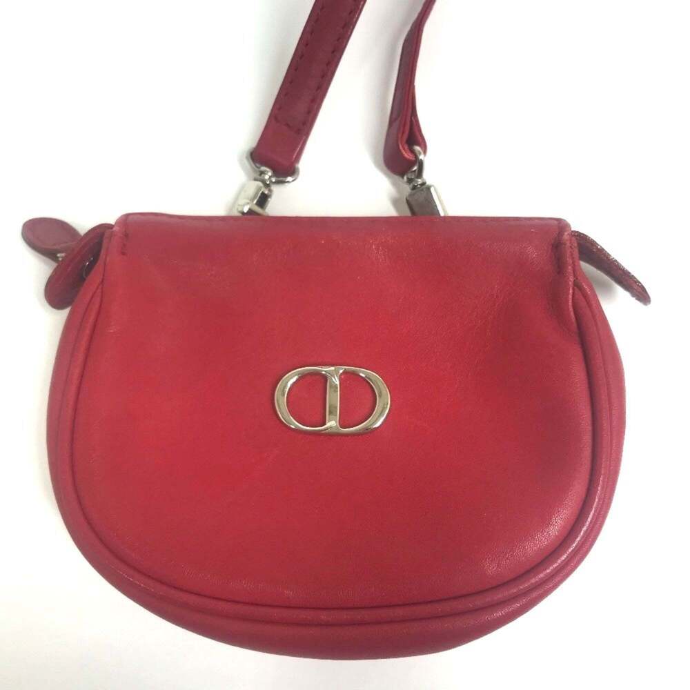 CHRISTIAN DIOR Red Leather Pochette Shoulder Bag - Picture 2 of 16